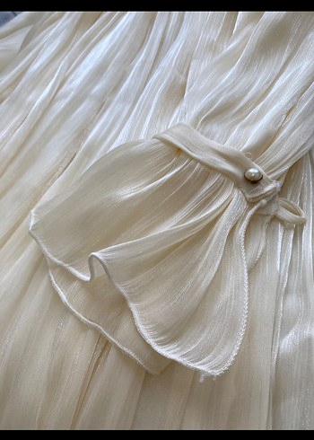 Saten parlak kumaş robalı elbise - Görsel 3