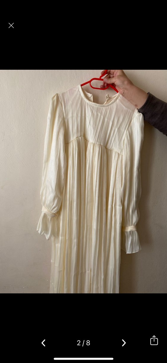 Saten parlak kumaş robalı elbise - Görsel 2