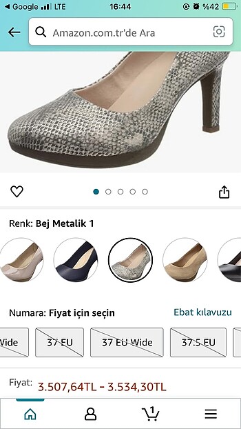 36 Beden camel Renk CLARKS TOPUKLU AYAKKABI