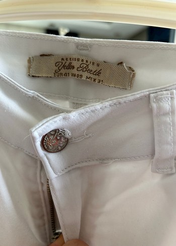 Diğer Beyaz Kemerli Rahat Kesim Keten Pantolon