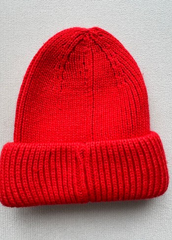 Kırmızı Kadın Yün Örgü Bere - Görsel 2