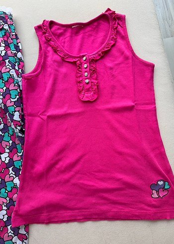 16-17 Yaş Beden Pembe Nakışlı Pijama