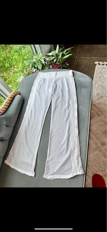 m Beden beyaz Renk PANTALON Plaj veya gecelik M