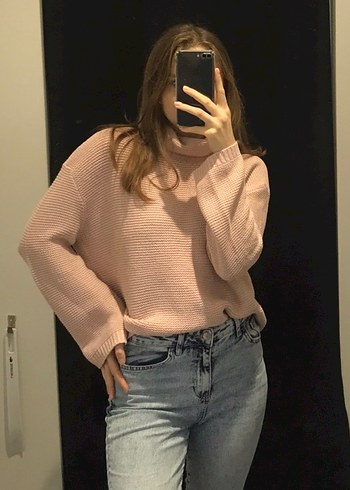 H&M H&M Pembe Triko Balıkçı Yaka Kadın Kazak