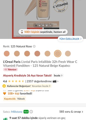  Beden Renk L'Oréal Infallible 24H Fresh Wear Fondöten - Açık Bej