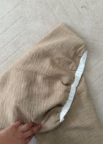 s Beden camel Renk Bej Keten Bol Kesim Kadın Pantolon