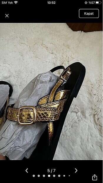 37 Beden altın Renk Zara gold sandalet
