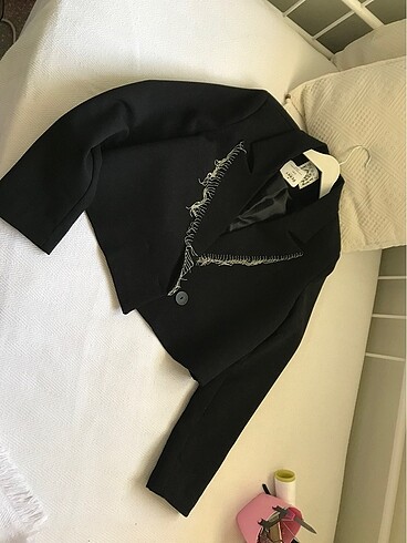 l Beden siyah Renk Crop blazer