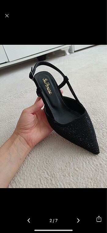 Zara Siyah taşlı sitiletto