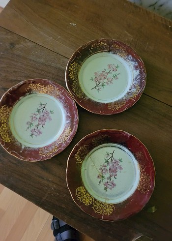 Bordo İşlemeli Parlak Tabak 1950 ler damgali - Görsel 4