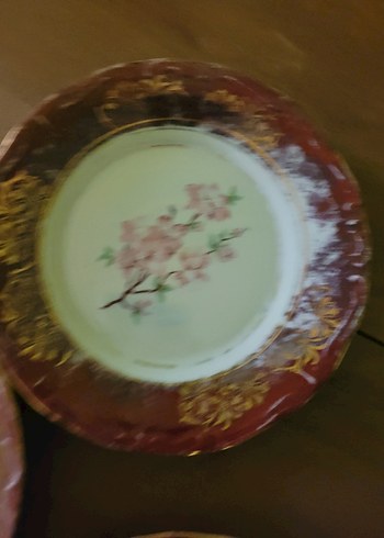 Bordo İşlemeli Parlak Tabak 1950 ler damgali - Görsel 2