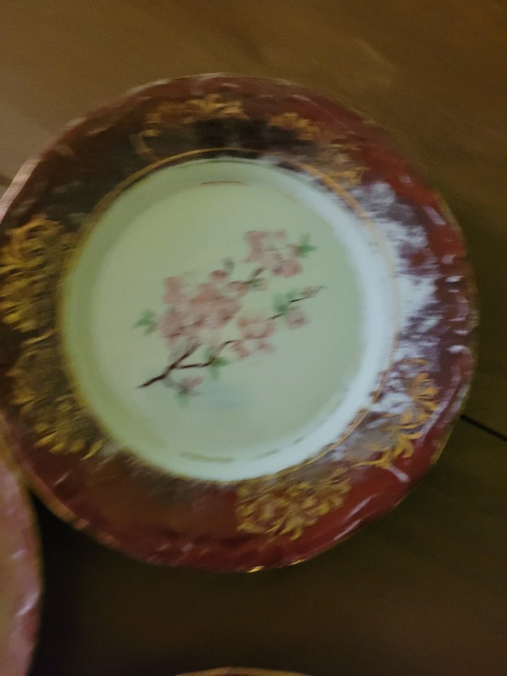 Bordo İşlemeli Parlak Tabak 1950 ler damgali - Görsel 2