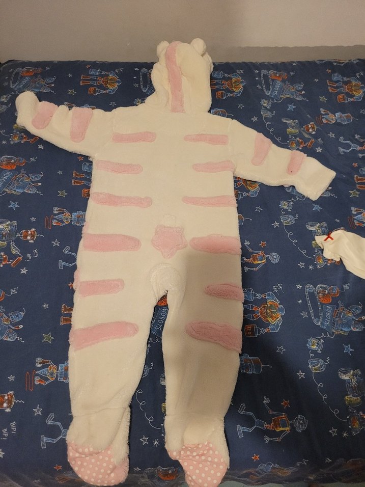 Beyaz Pembe Peluş Kedi tulum nokta.hata.yok - Görsel 3