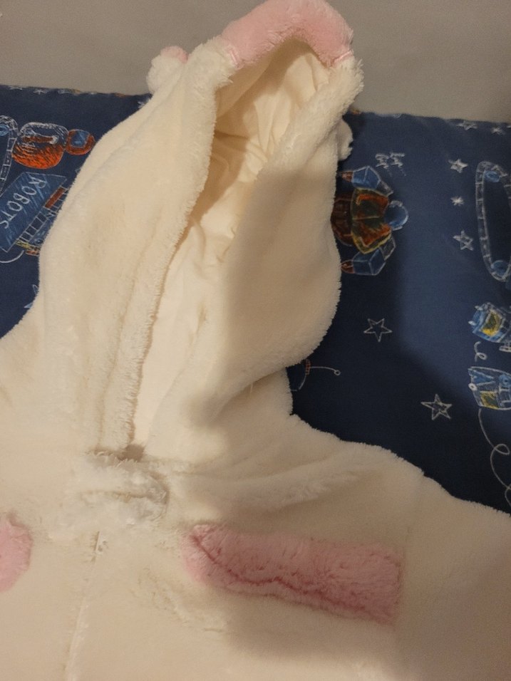 Beyaz Pembe Peluş Kedi tulum nokta.hata.yok - Görsel 4