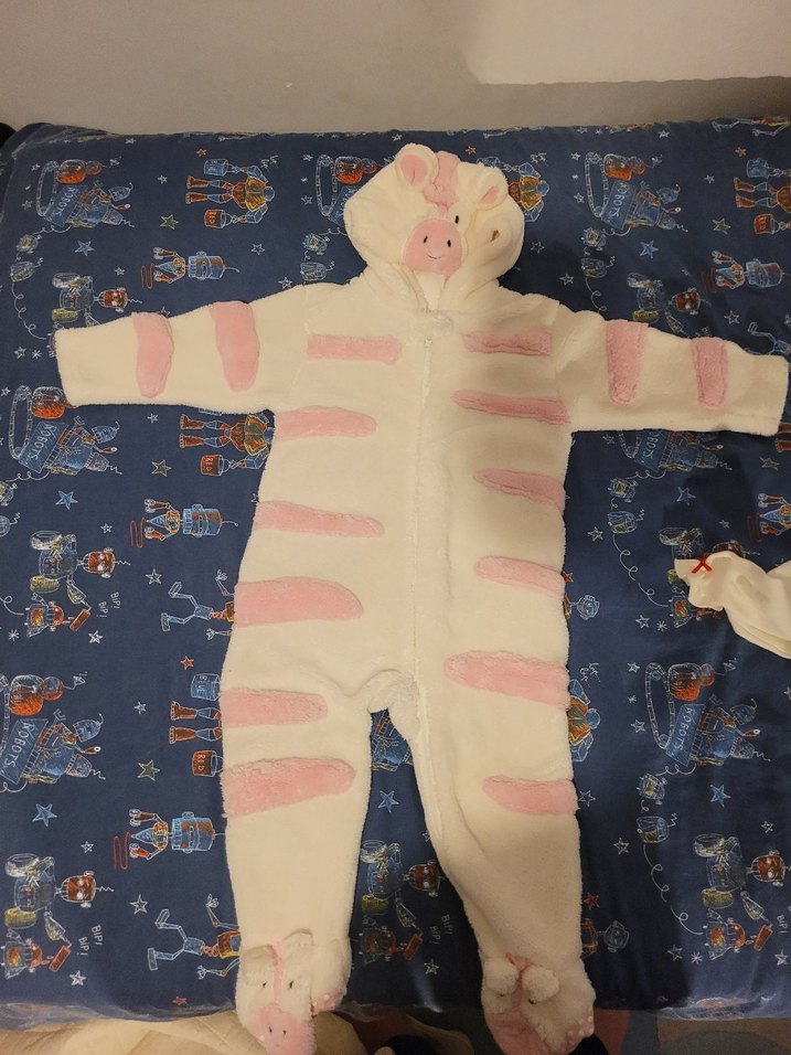 Beyaz Pembe Peluş Kedi tulum nokta.hata.yok - Görsel 2