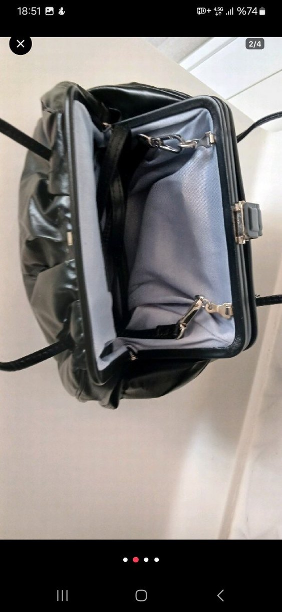 Klasik Siyah Deri Kadın Çanta - Görsel 3