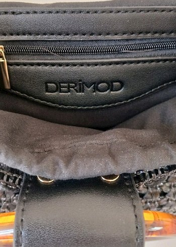 hasır model İşlemeli Siyah Deri Bohem Kadın Çanta - Görsel 5