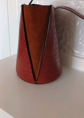 Kahverengi Deri Kemerli Yılan Desenli Çanta - Görsel 2