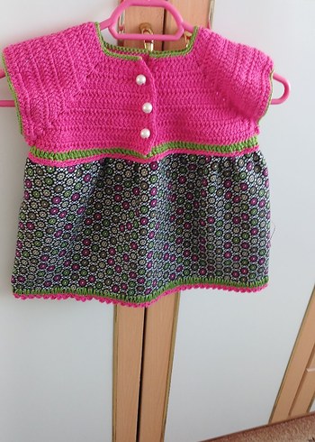 Renkli Örgü Kız Çocuk Elbise - Görsel 2