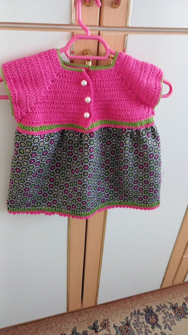 Renkli Örgü Kız Çocuk Elbise - Görsel 2