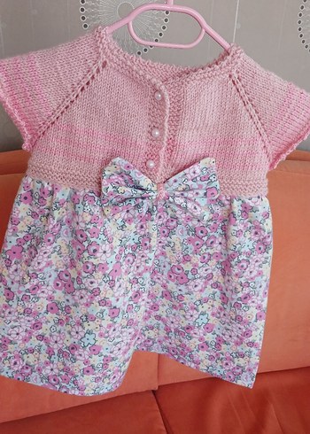 Kızlar İçin Pembe Örgü elbise - Görsel 2