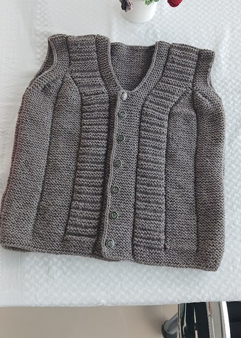 V Yaka Örgü Erkek Çocuk Süveter - Görsel 2