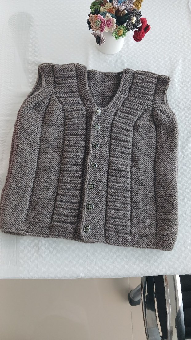 V Yaka Örgü Erkek Çocuk Süveter - Görsel 2