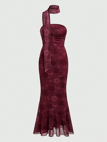 burgundy mermaid dress