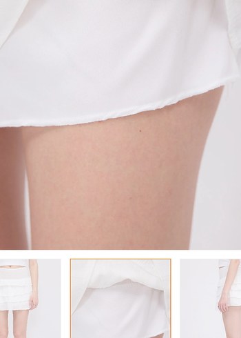 Kadın Beyaz Mini Etek Fırfırlı (şortlu) - Görsel 3