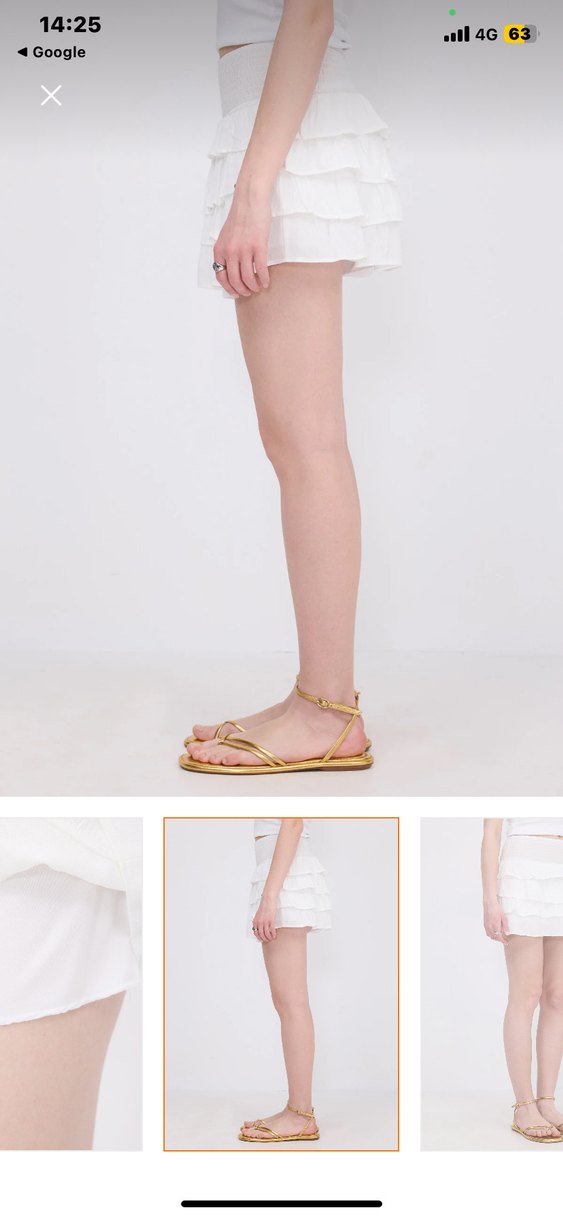 Kadın Beyaz Mini Etek Fırfırlı (şortlu) - Görsel 4