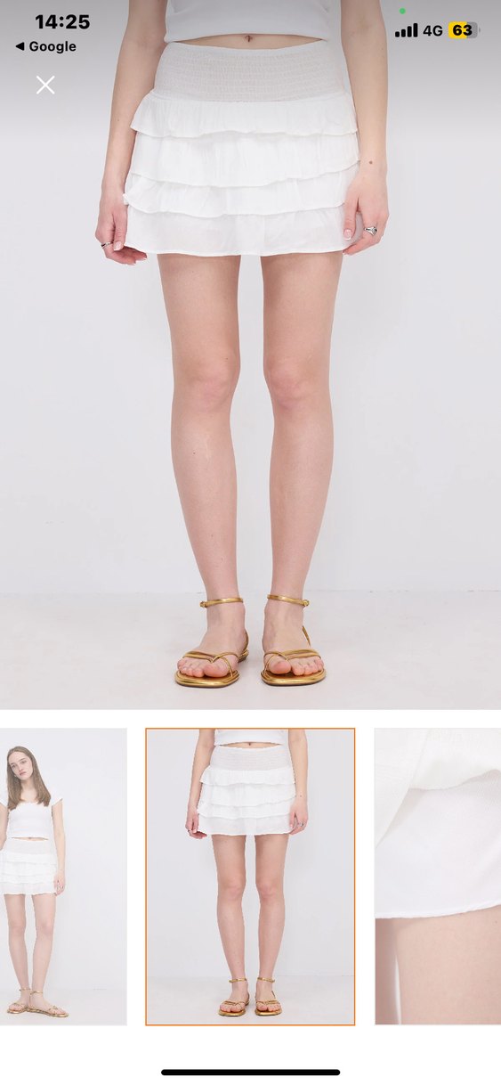 Kadın Beyaz Mini Etek Fırfırlı (şortlu) - Görsel 2
