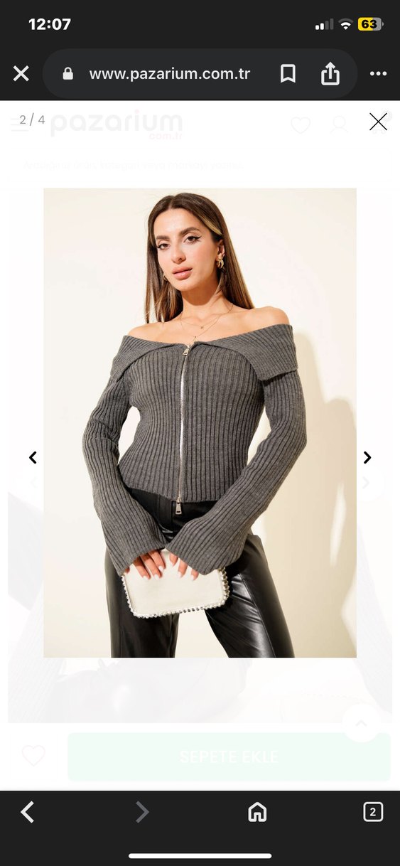 Gri madonna Yaka Triko Kadın hırka - Görsel 2