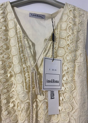 Dantel Detaylı Kısa Bohem Elbise - Görsel 3