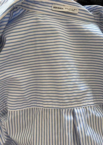 Bershka oversize mavi çizgili gömlek - Görsel 2