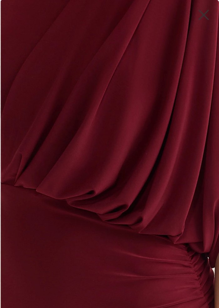 Bordo Drapeli Kısa Abiye Elbise - Görsel 4
