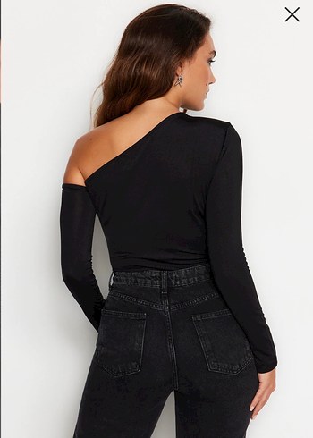 Siyah Tek Omuz Uzun Kollu Bluz - Görsel 6