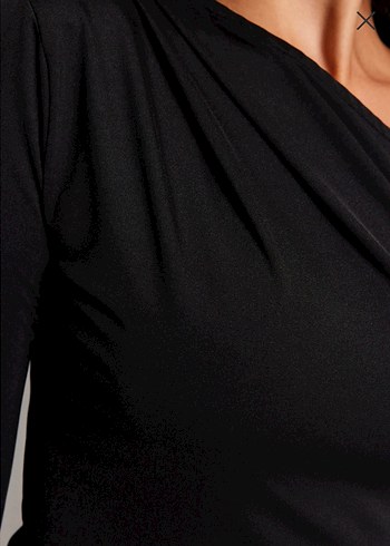 Siyah Tek Omuz Uzun Kollu Bluz - Görsel 5