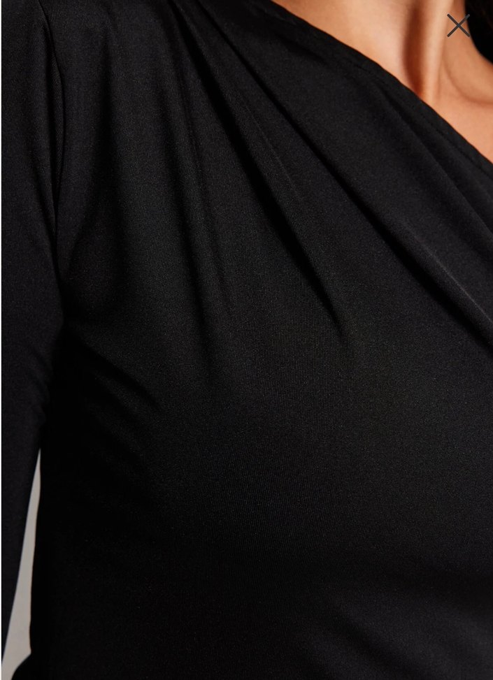 Siyah Tek Omuz Uzun Kollu Bluz - Görsel 5