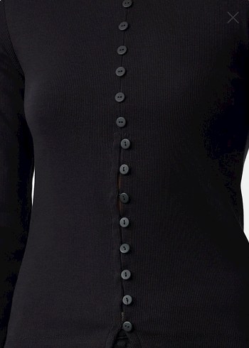 Düğmeli Siyah Uzun Kollu Kadın Bluz - Görsel 3