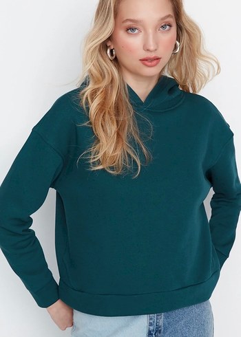 Kadın Kapüşonlu Uzun Kollu Sweatshirt - Görsel 6