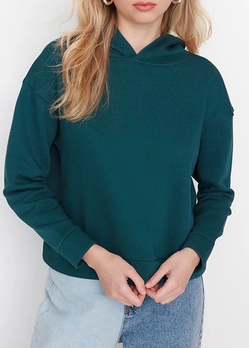 Kadın Kapüşonlu Uzun Kollu Sweatshirt - Görsel 4