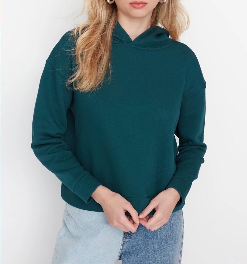 Kadın Kapüşonlu Uzun Kollu Sweatshirt - Görsel 4