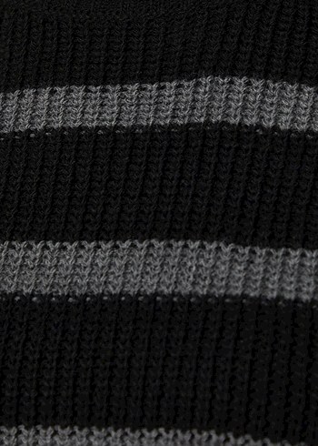 Boğazlı Çizgili Gri Kadın Triko - Görsel 8