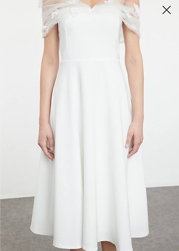 Beyaz Straplez A Kesim Uzun Abiye - Görsel 2