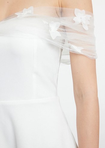 Beyaz Straplez A Kesim Uzun Abiye - Görsel 4