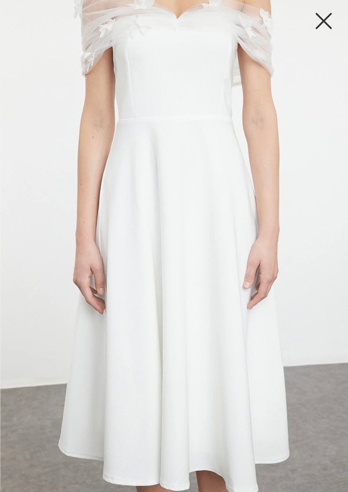 Beyaz Straplez A Kesim Uzun Abiye - Görsel 2