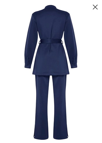 Kadın Lacivert Kemerli Uzun Takım - Görsel 2