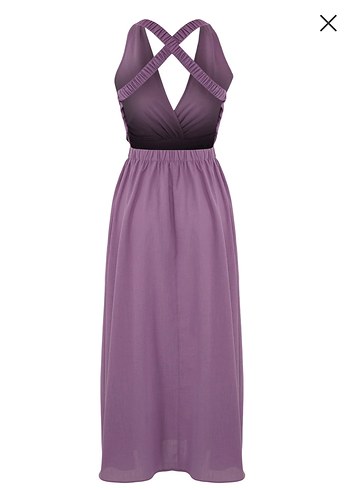 Mor Uzun Askılı Drapeli Kadın Elbise - Görsel 2