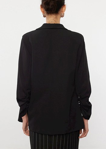 Siyah Kadın Ofis Blazeri Notched Yaka - Görsel 3