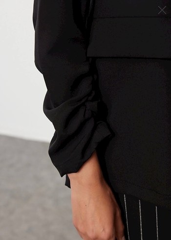 Siyah Kadın Ofis Blazeri Notched Yaka - Görsel 2